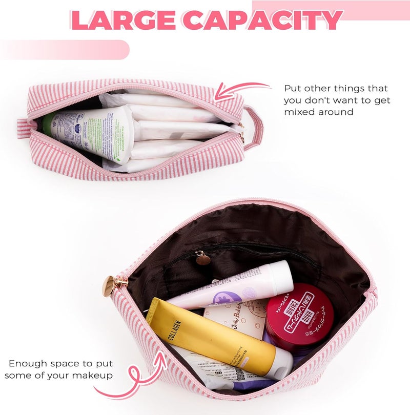 Btffitting Makeup Bag Set Initials Cosmetic Bag,Gifts for 10 11 12 13 14 15 16 17 18 Years Old Girl Girlfriend Teen Girls Gift Trendy Stuff Personalized Toiletry Bag Travel - Peach,A - Image 2